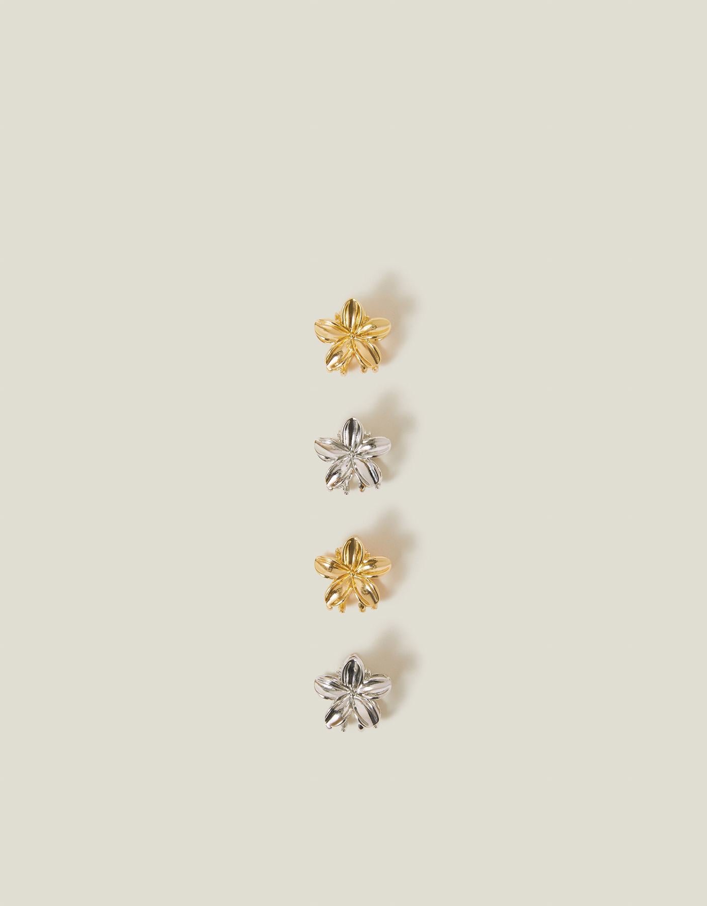 4-Pack Mini Metal Flower Claw Clips