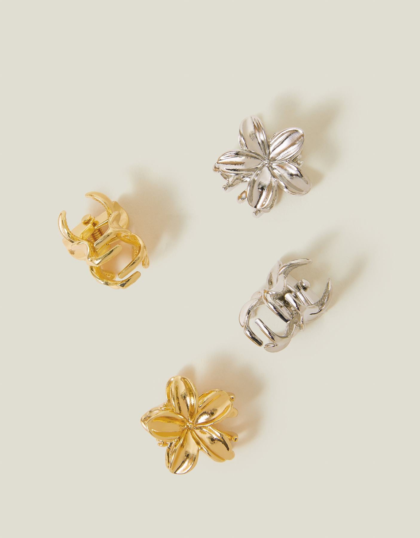 4-Pack Mini Metal Flower Claw Clips