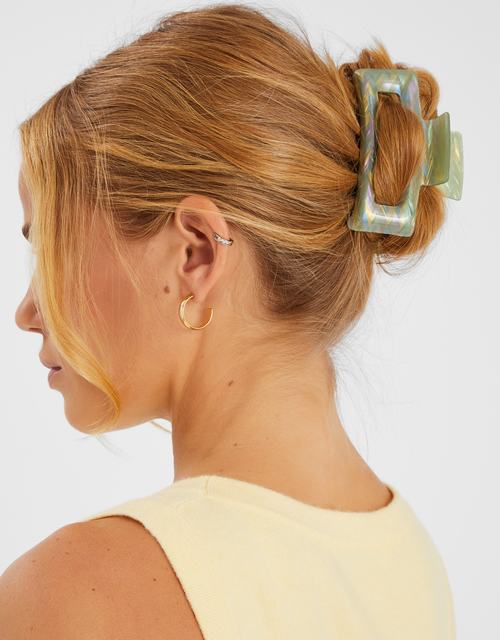 Iridescent Resin Rectangular Claw Clip