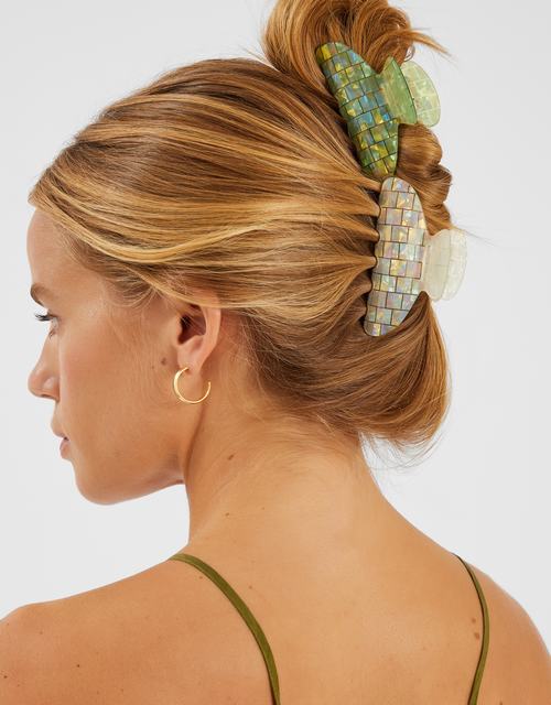 2-Pack Iridescent Tile Resin Claw Clips