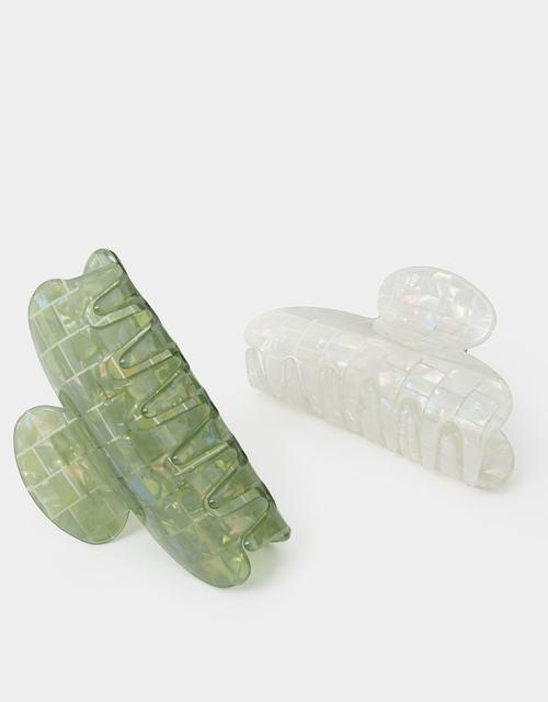 2-Pack Iridescent Tile Resin Claw Clips