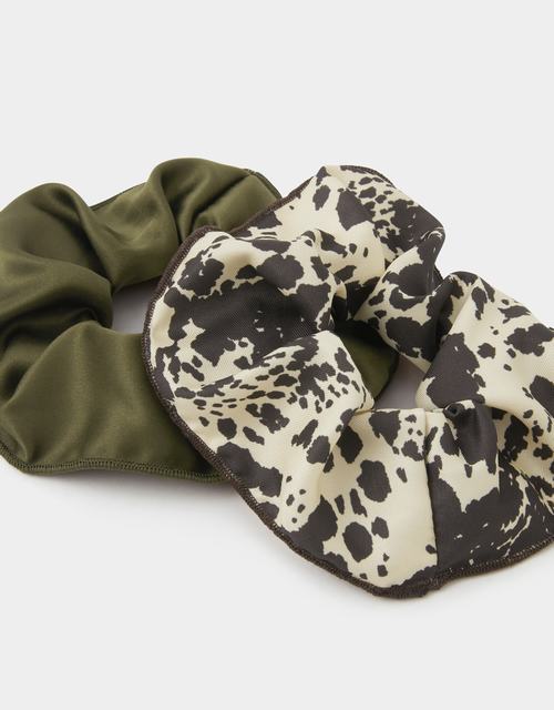 2-Pack Mix Cow Print Hair Scrunchies
