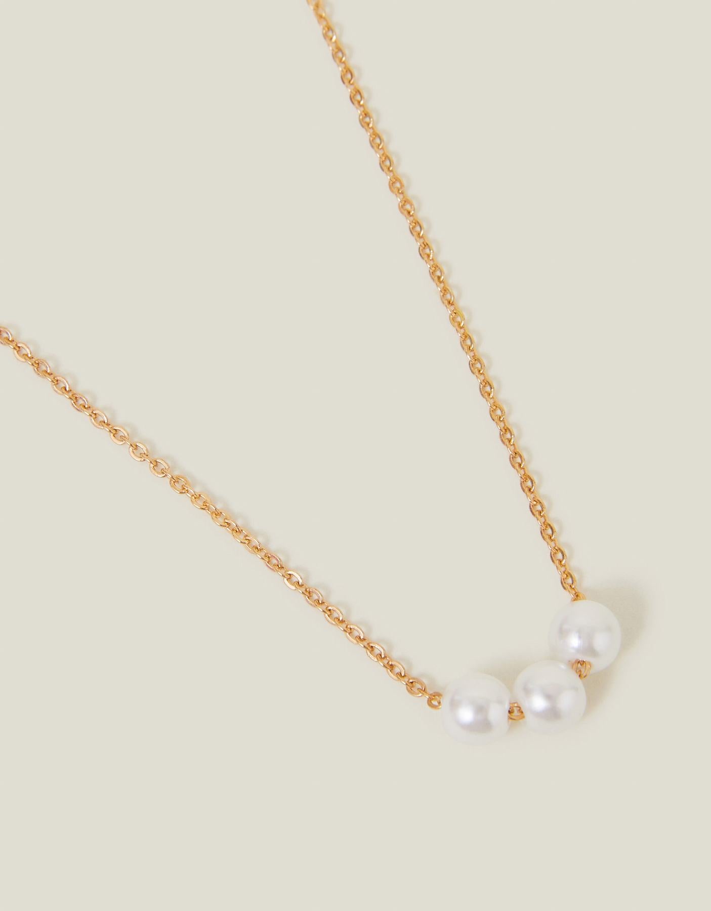 Triple Pearl Chain Necklace