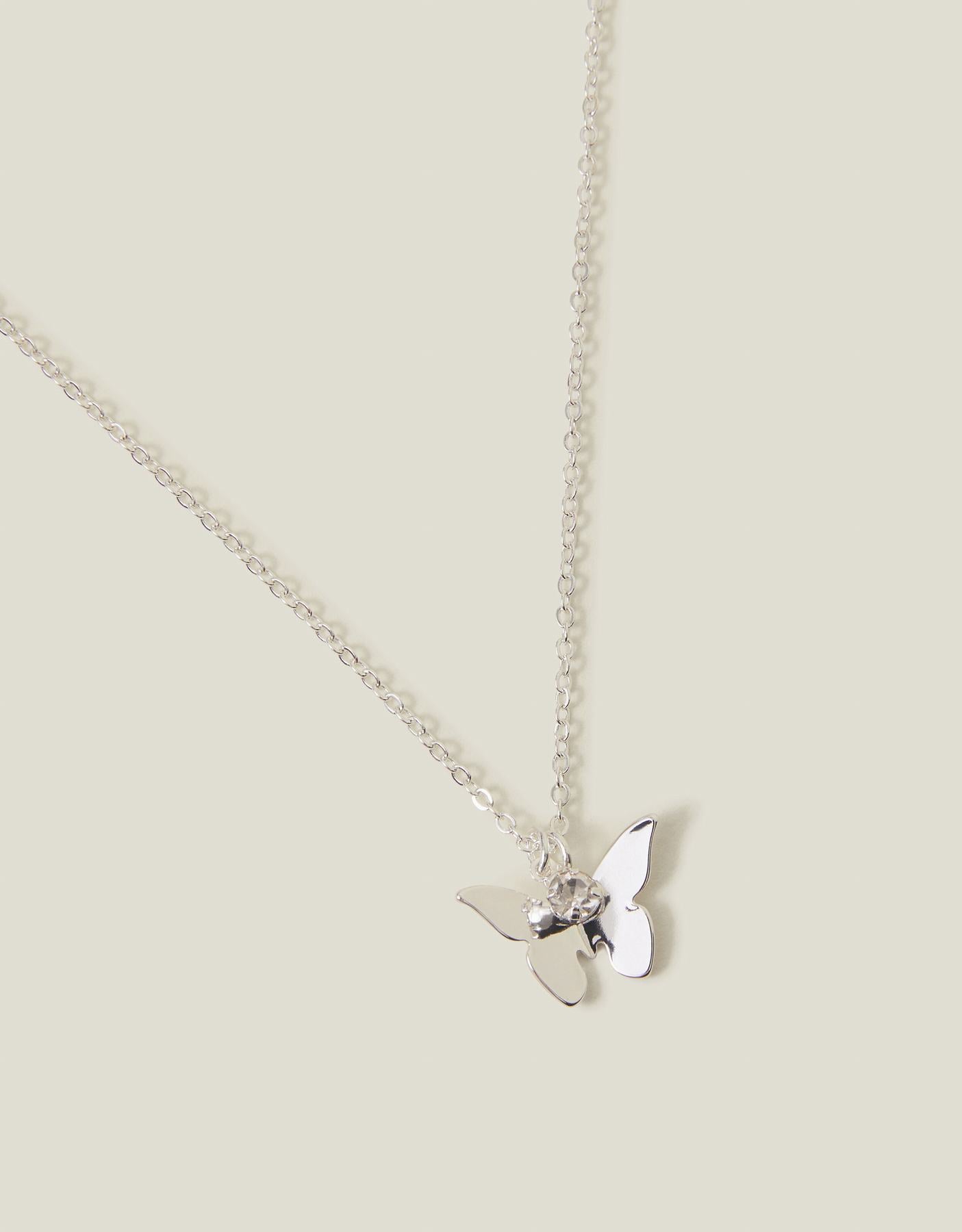 Solid Butterfly Pendant Necklace