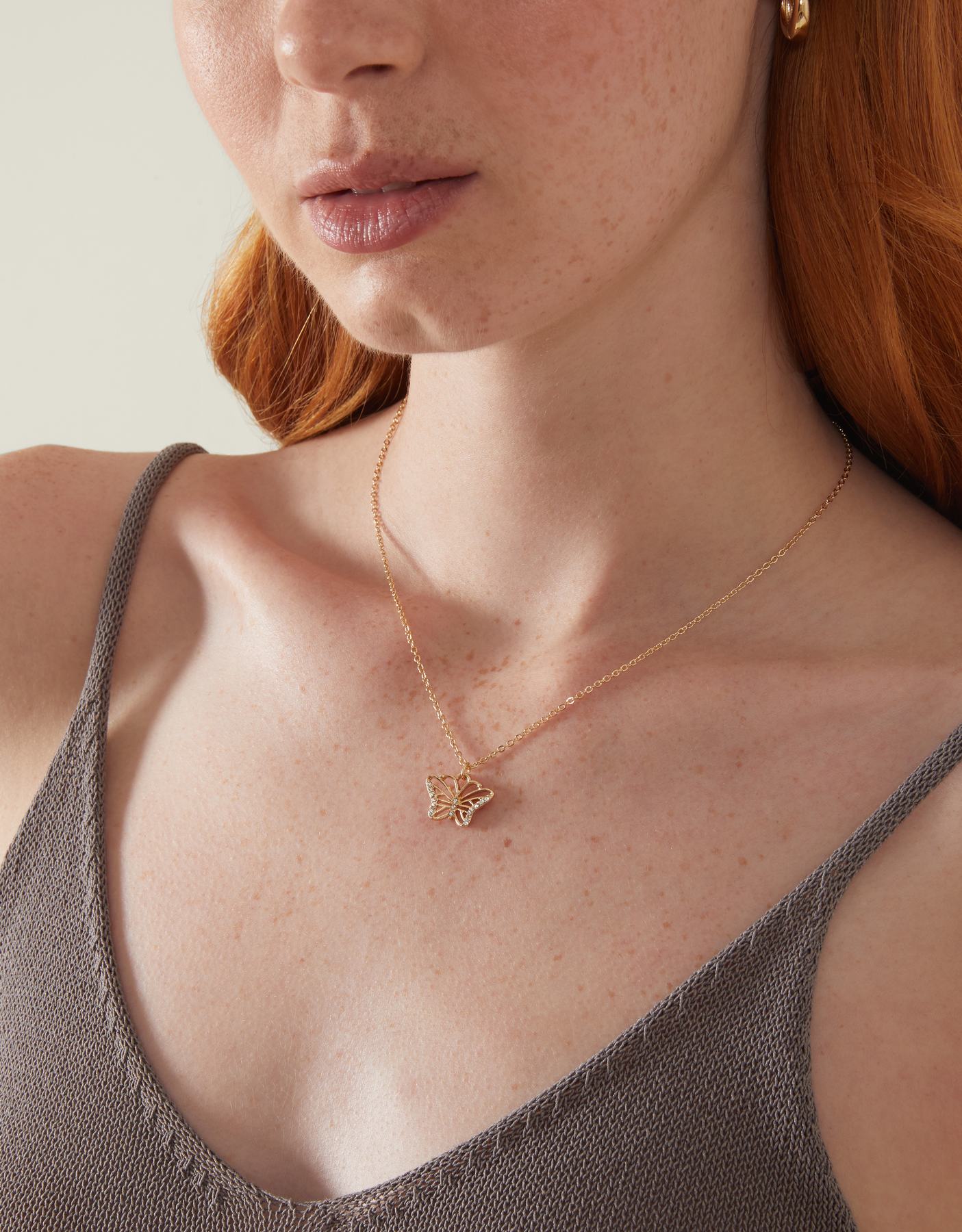 Sparkle Butterfly Pendant Necklace