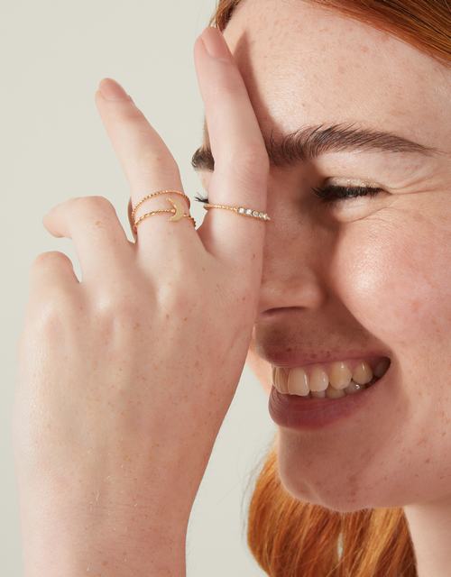 3-Pack Twist Moon Rings Gold
