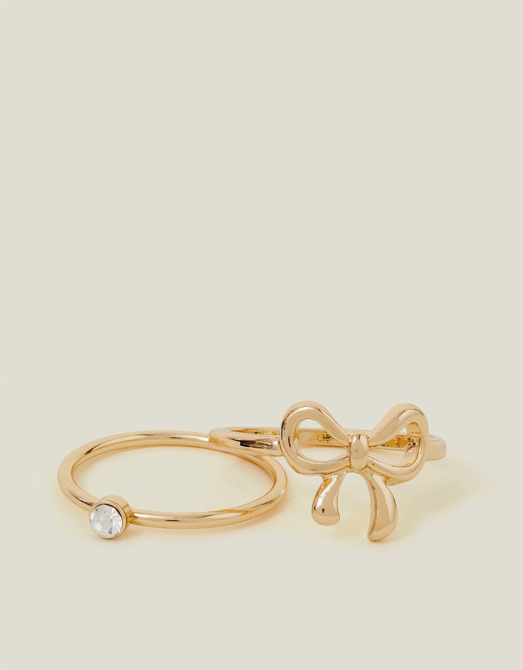 2-Pack Diamante Bow Rings