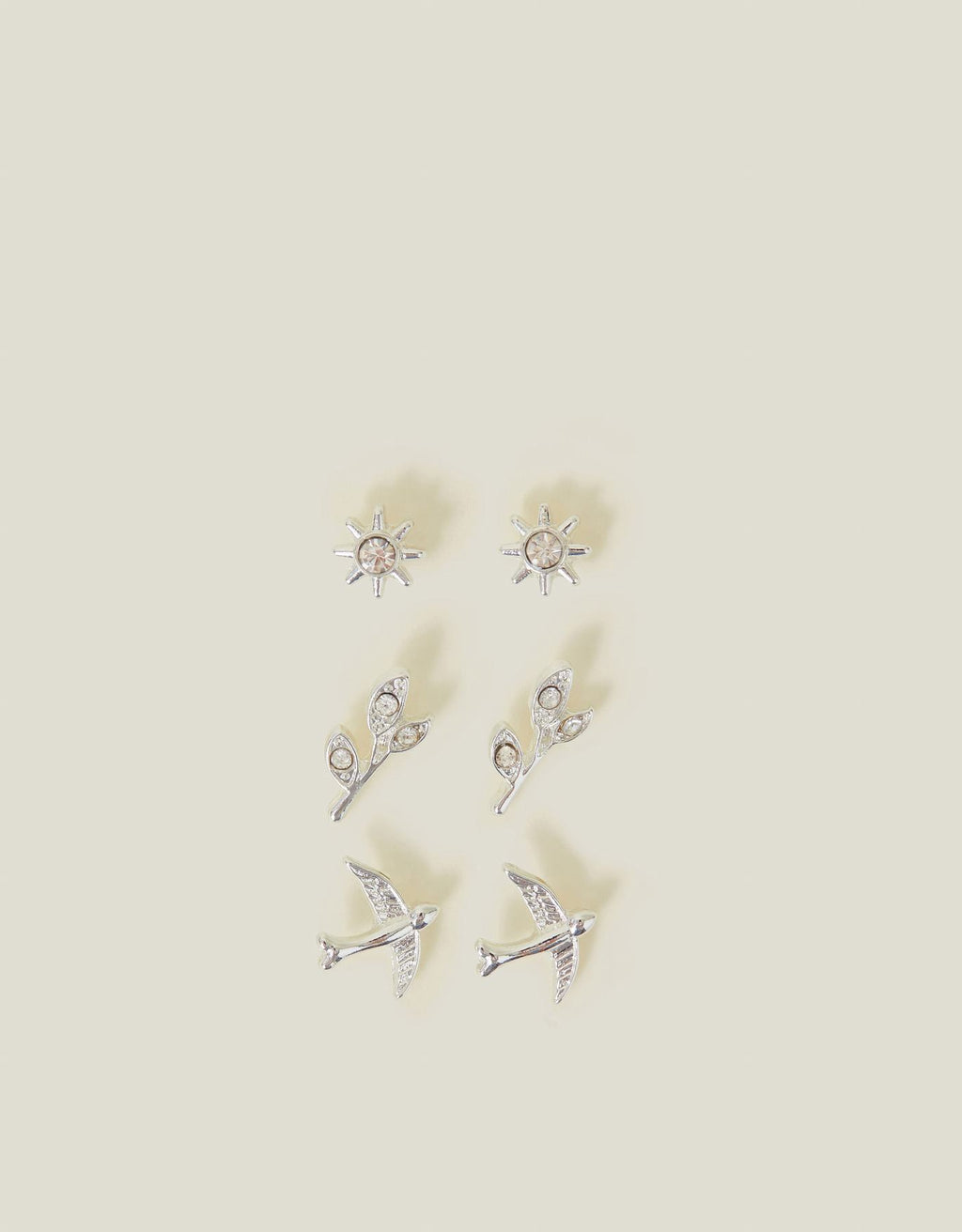 3-Pack Swallow Stud Earrings Silver