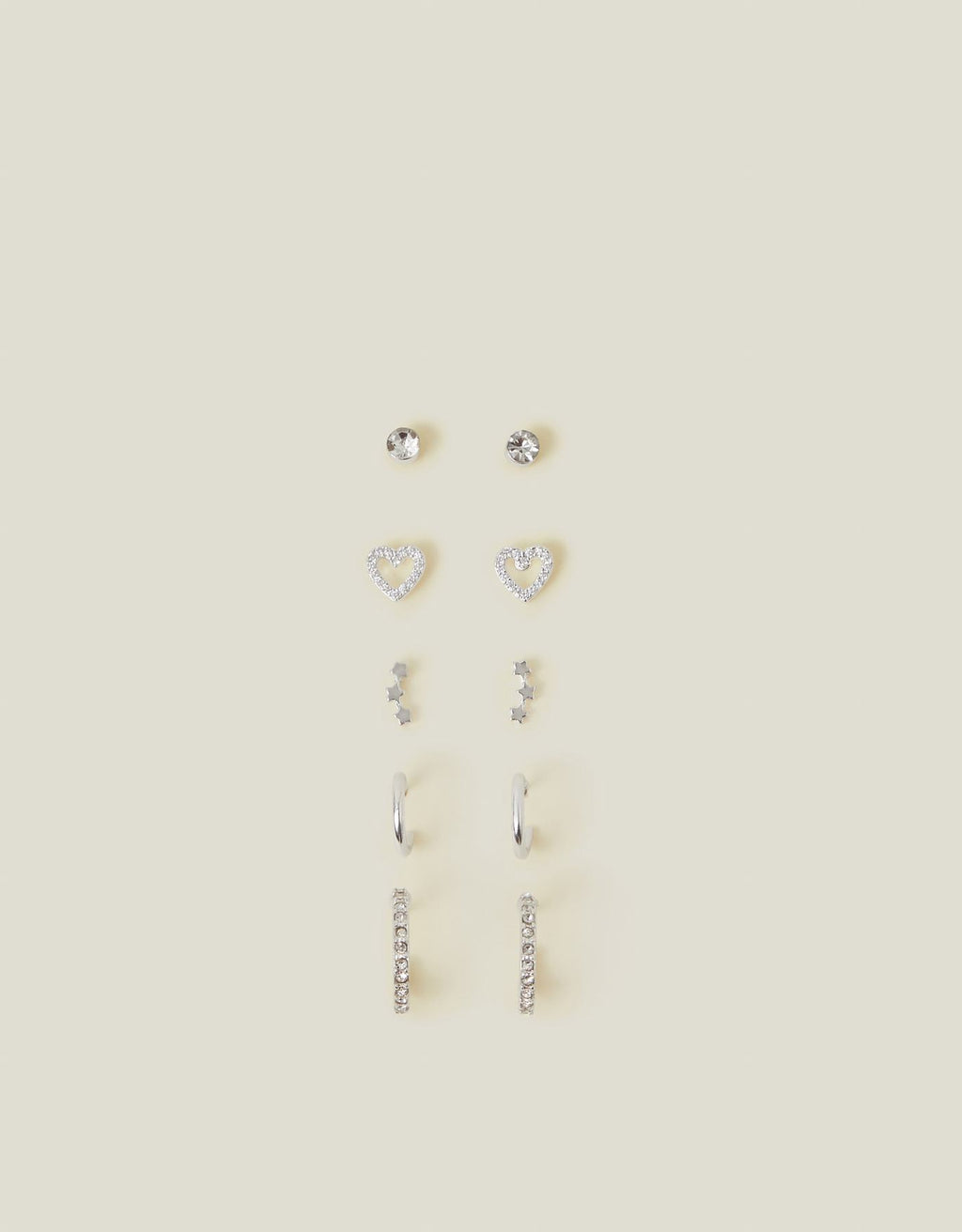 10-Pack Diamante Star Stud and Hoop Earrings