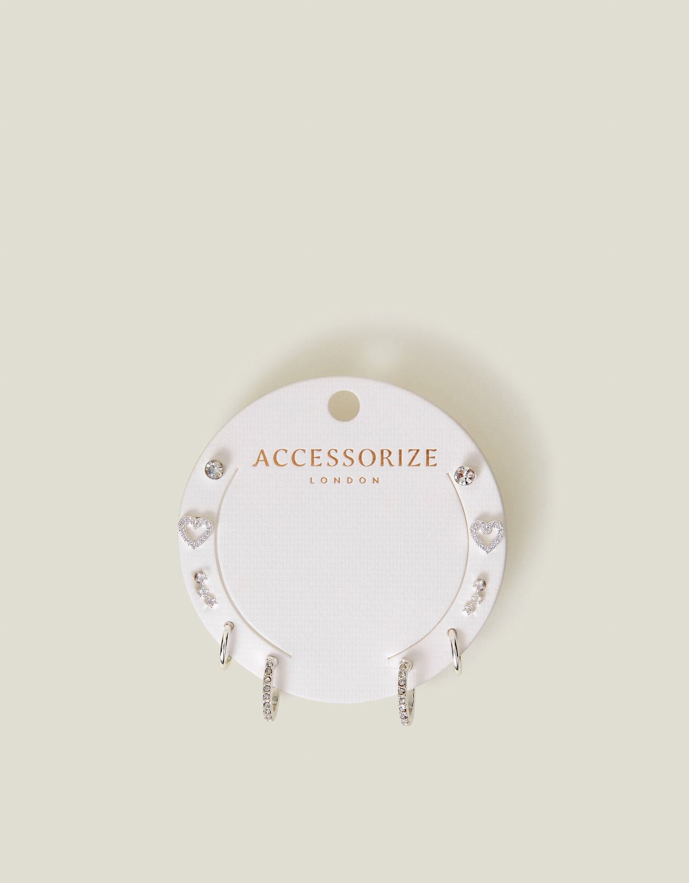 10-Pack Diamante Star Stud and Hoop Earrings