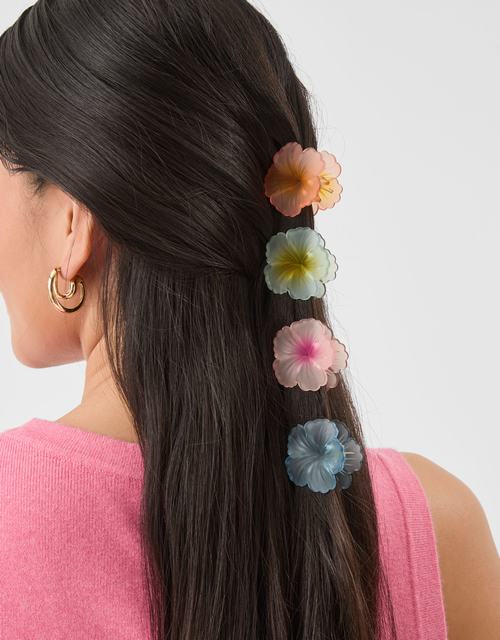 4-Pack Mini Tropical Flower Claw Clips