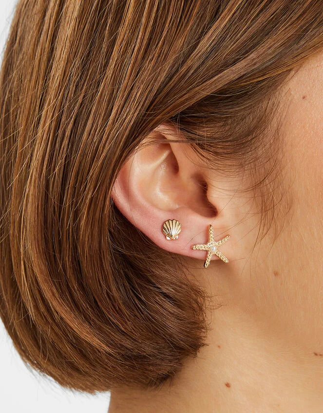 3-Pack Starfish Stud Earrings