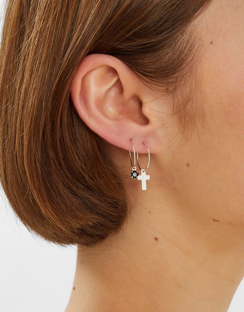 3-Pack Evil Eye Charm Hoop Earrings