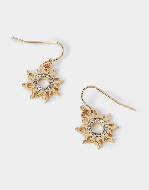 Sun Charm Drop Earrings