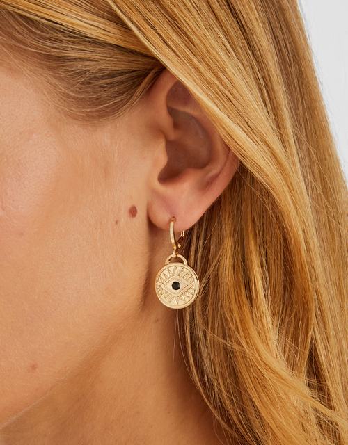 Evil Eye Coin Drop Earrings