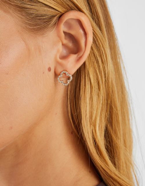 Cut Out Flora Pavé Stud Earrings