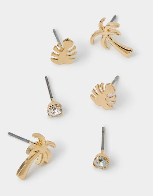 3-Pack Palm Stud Earrings