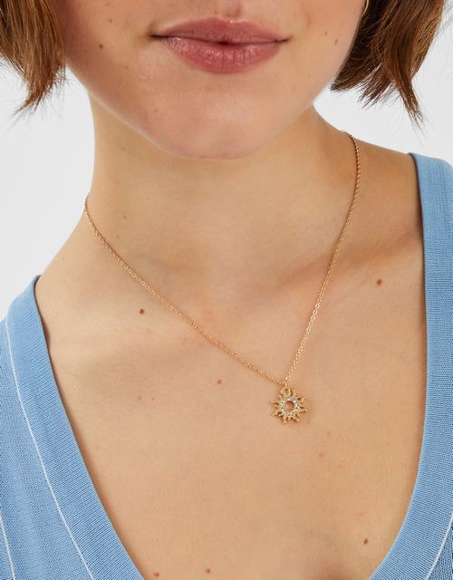 Diamante Sun Pendant Necklace
