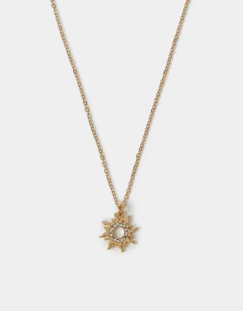 Diamante Sun Pendant Necklace