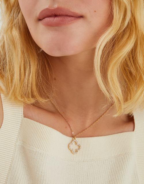 Pavé Cut Out Flora Pendant Necklace