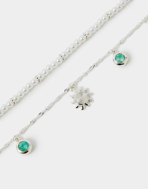 2-Pack Sunshine & Pearl Anklets