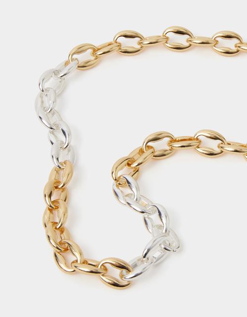 Mixed Metal Chunky Link Chain Necklace