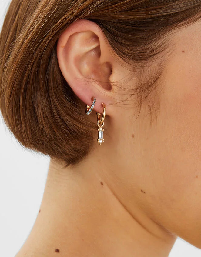 5-Pack Gem Diamante Stud & Hoop Earrings