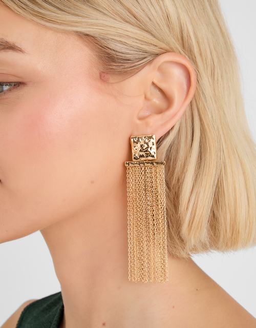Molten Square Chain Drop Earrings