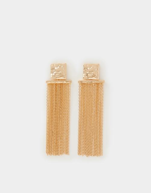 Molten Square Chain Drop Earrings