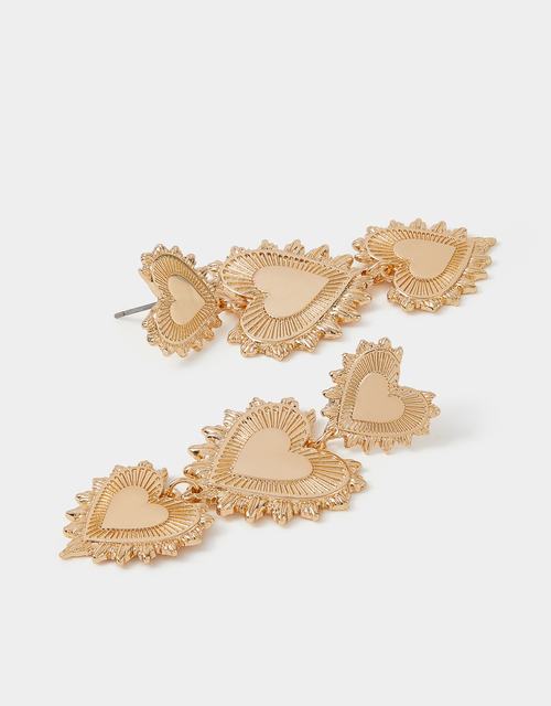 Triple Heart Drop Earrings