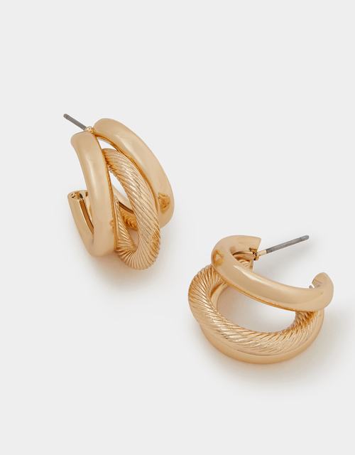 Triple Hoop Earrings - Gold