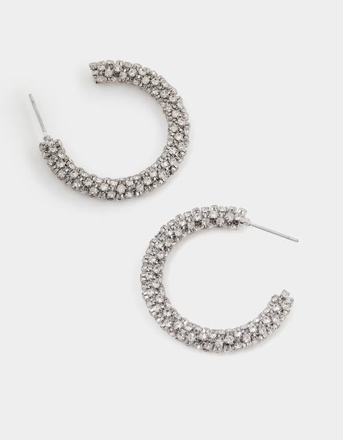 Chunky Diamanté Hoop Earrings