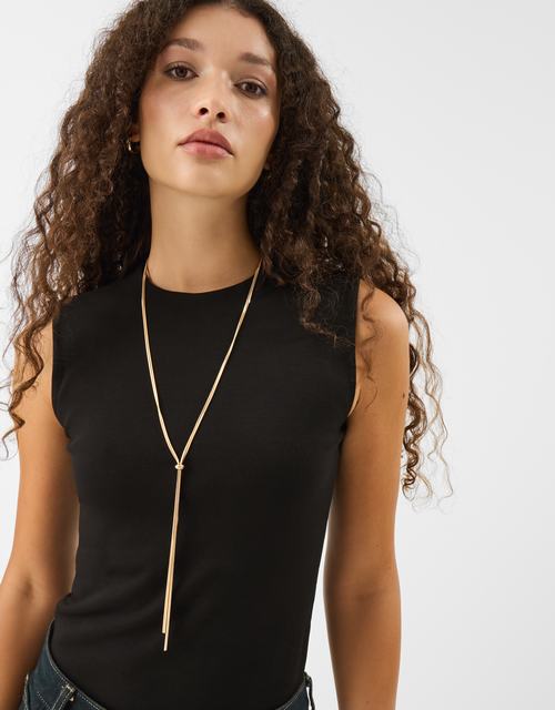 Slinky Lariat Necklace Gold
