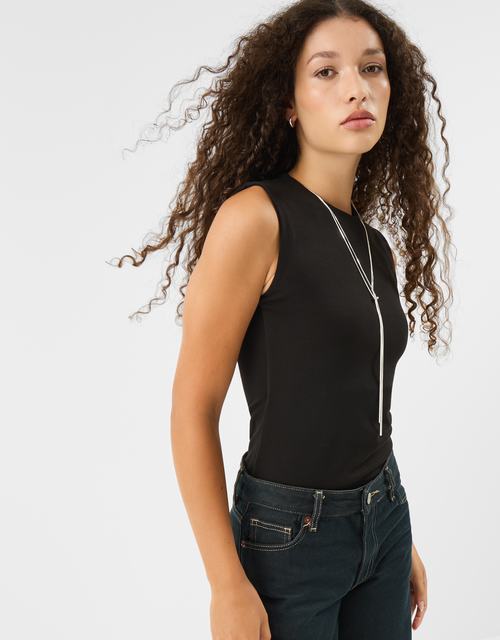 Slinky Lariat Necklace Silver