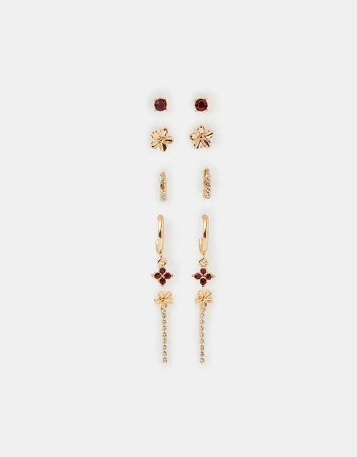 10 X DELICATE FLOWER STUD & HOOP EARRINGS
