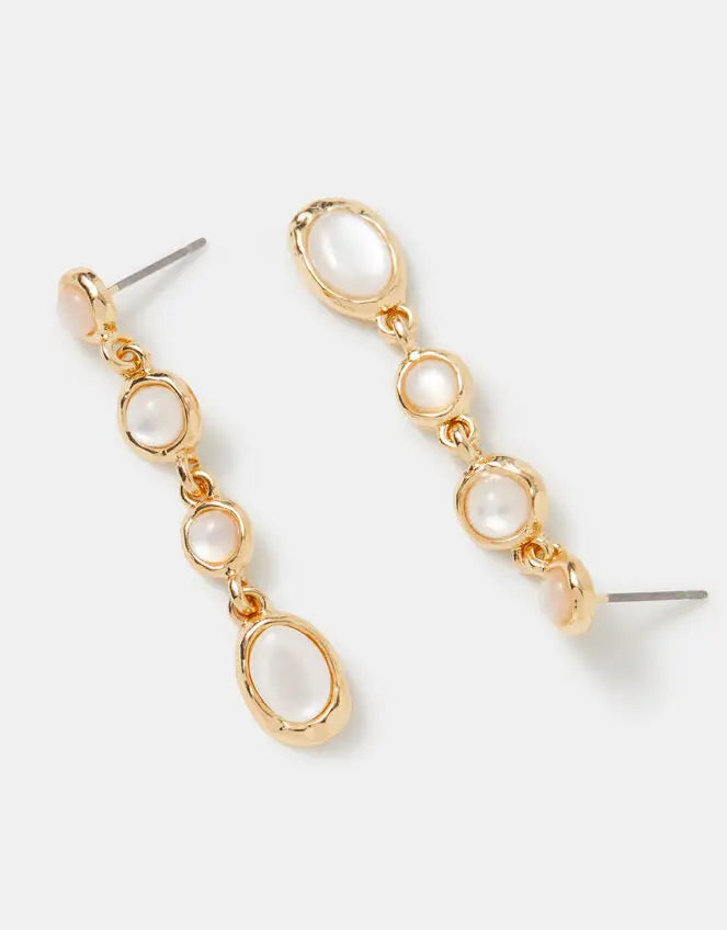 4 MINI STONE DROP EARRINGS - White