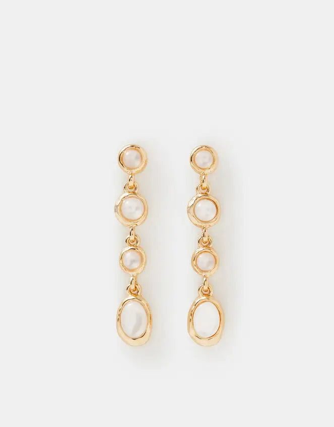 4 MINI STONE DROP EARRINGS - White