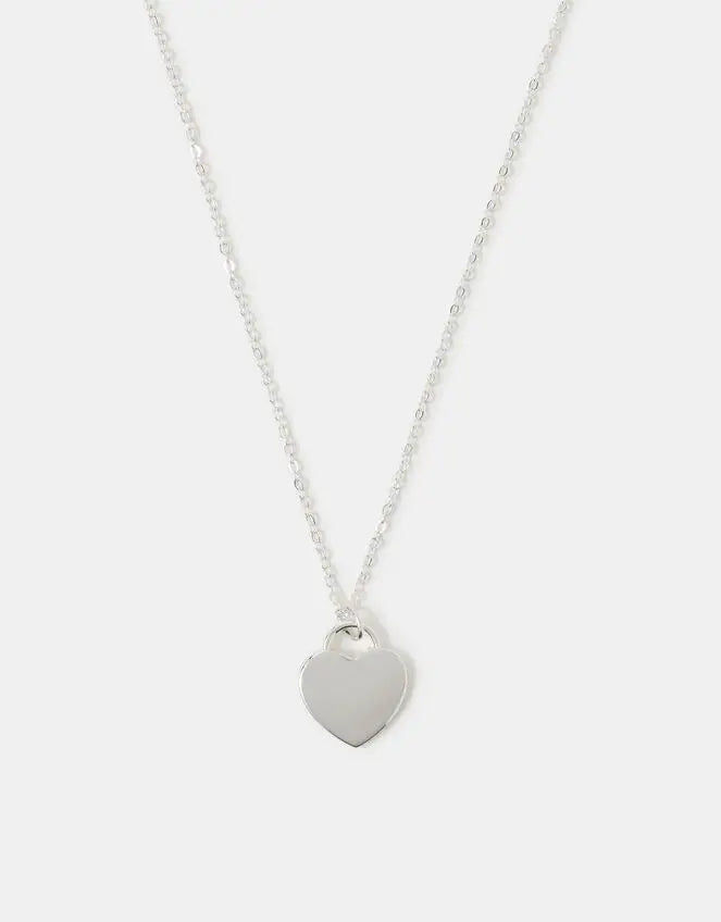 FLAT HEART NECKLACE - SILVER