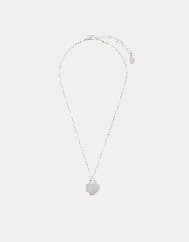 FLAT HEART NECKLACE - SILVER