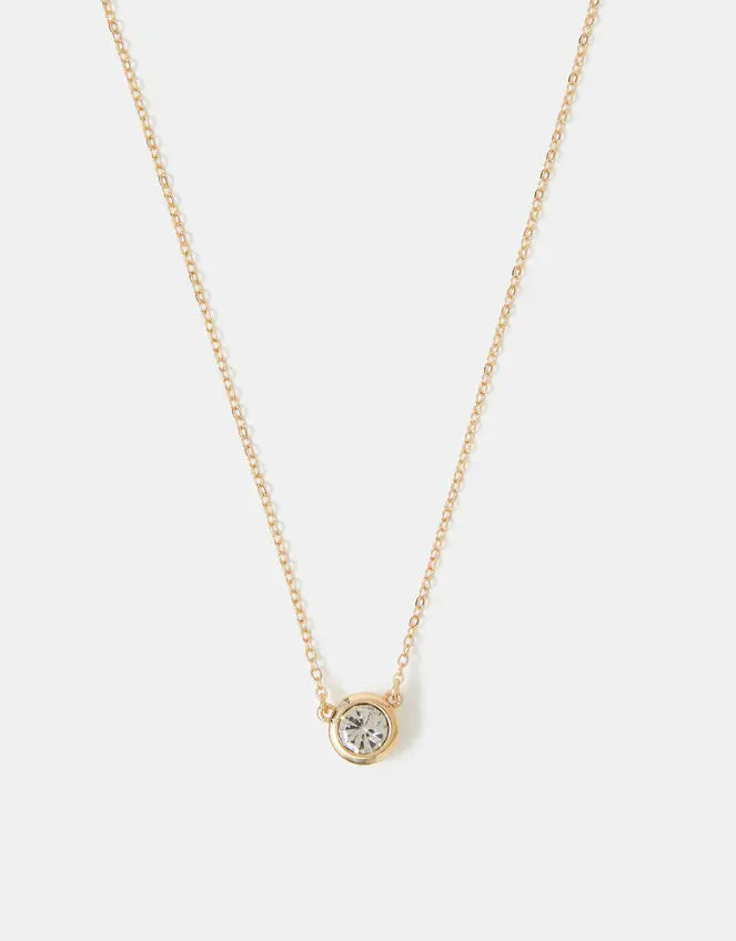 SINGLE SOLITAIRE NECKLACE - Gold