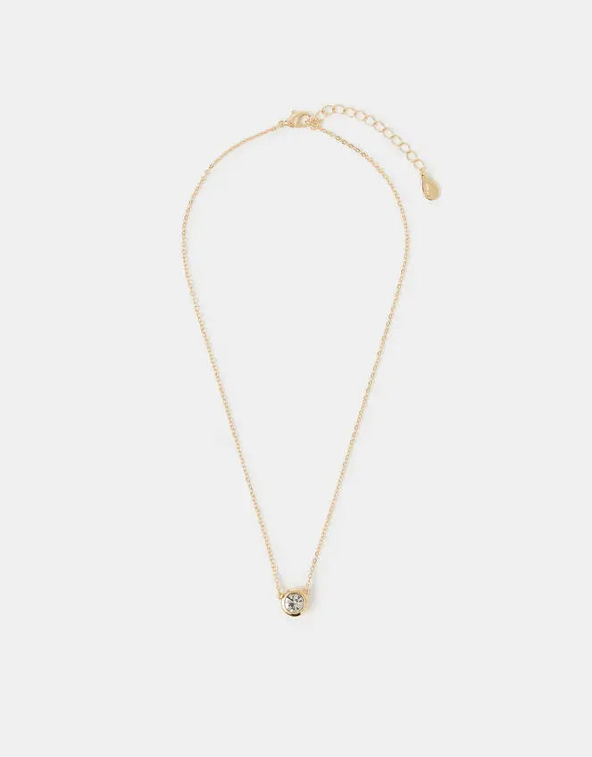SINGLE SOLITAIRE NECKLACE - Gold