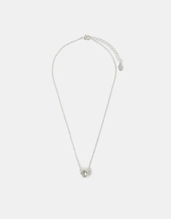 SINGLE SOLITAIRE NECKLACE - SILVER