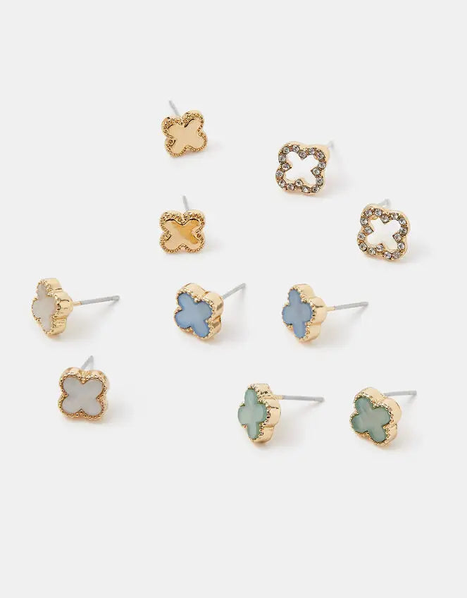 5 X PASTEL CLOVER STUD PACK