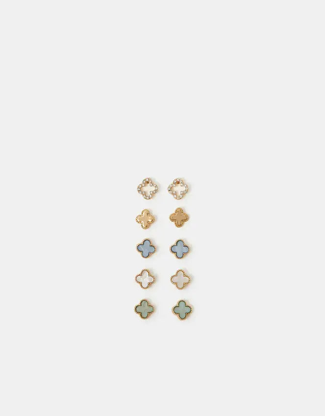 5 X PASTEL CLOVER STUD PACK