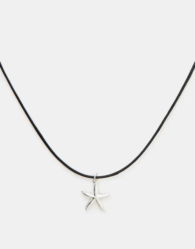 CORD STARFISH NECKLACE - SILVER