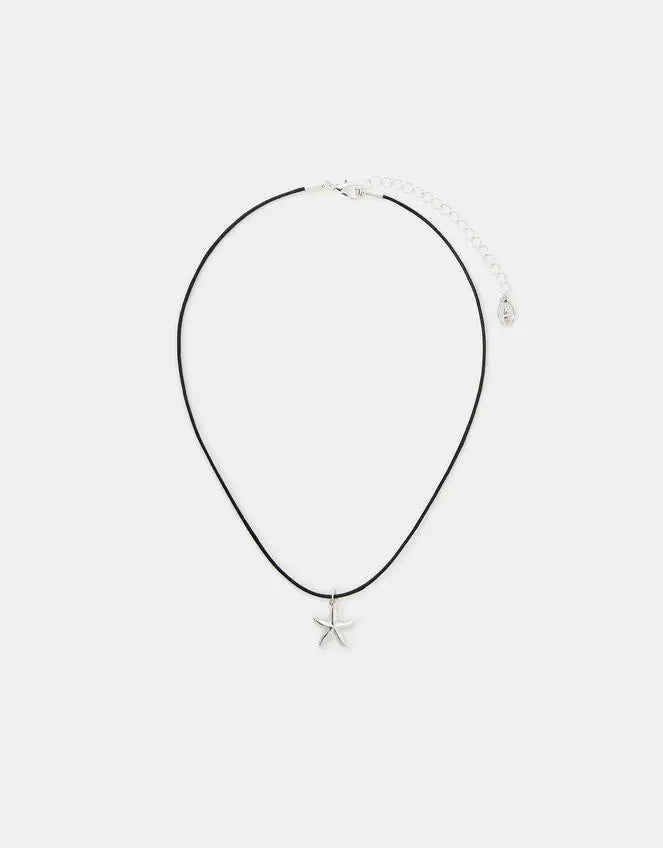 CORD STARFISH NECKLACE - SILVER