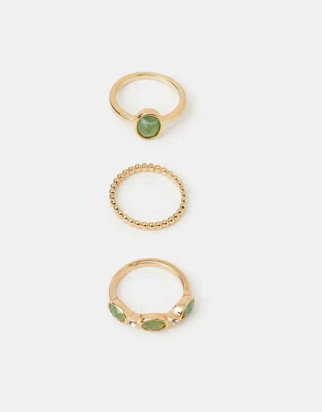 3 X DELICATE RIVIERA RING - Green