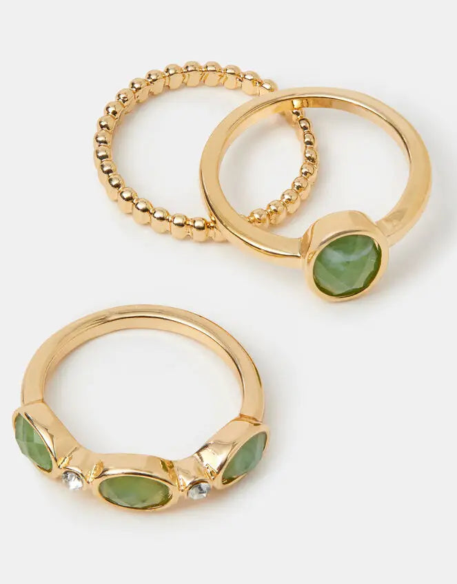 3 X DELICATE RIVIERA RING - Green