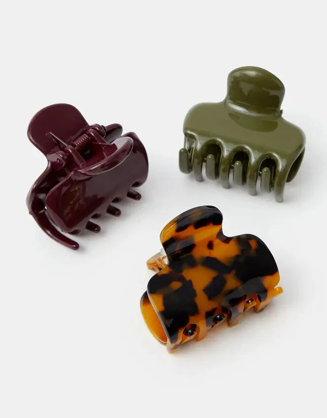 3X MODERN GLOSSY CLAW CLIP