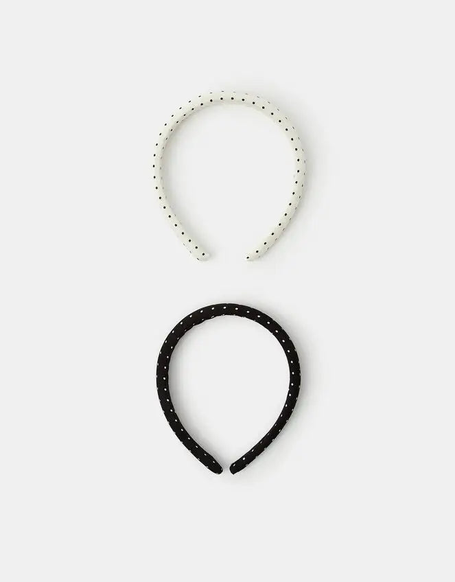 2X MONO POLKA DOT HEADBAND